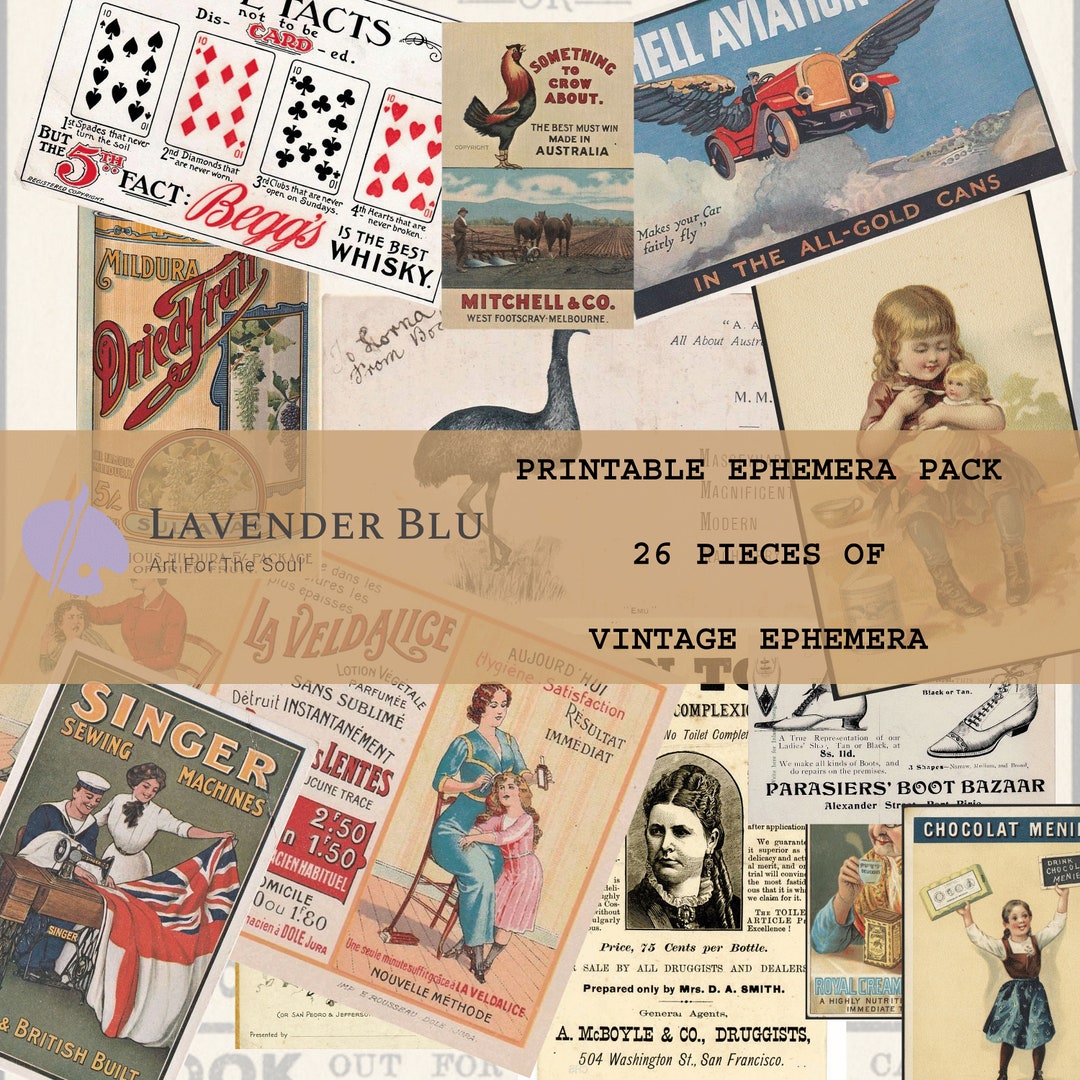 Vintage Ephemera Printable, Junk Journal Kit (digital Download) - Etsy