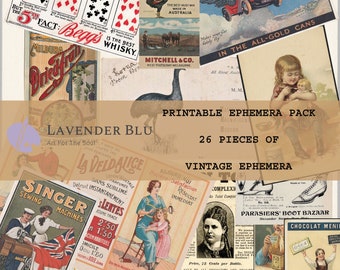 Vintage Ephemera Printable, Junk Journal Kit (Digital Download)