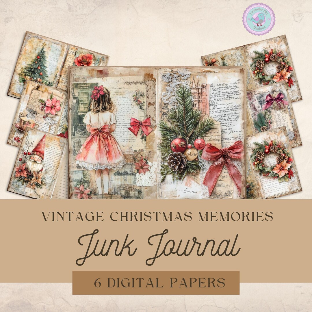 Festive Christmas Junk Journal Printable Pages - Vintage Scrapbook ...