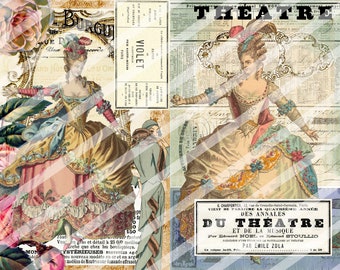 French Ephemera Junk Journal Kit, Digital Pages (Digital Download)