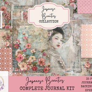 Kit completo per diario digitale, bellezze giapponesi, pagine ed effimere, diario spazzatura, carta per album