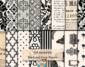 Ivory & Black Junk Journal Kit: Vintage Ephemera (Digital Paper)
