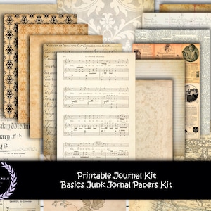 Basic Essentials Printable Junk Journal Kit, Journal Papers, Vintage Pages, Digital Paper, Junk Journal