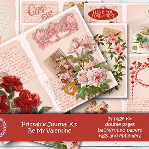 Junk Journal Kit, Printable Valentines Day,Vintage Collage Sheets,Romantic Journal Pages,Antique Paper, Love Digital Paper,Valentine Prints