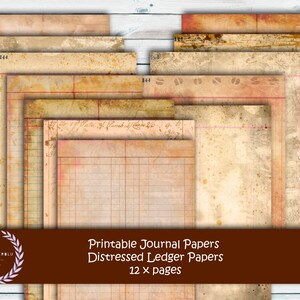 Junk Journal Kit, Junk Journal Papers Vintage, Digital Kit, Ledger Paper, Digital Collage Papers