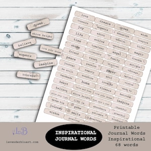 Junk Journal Kit, Journal Words, Printable journal Words