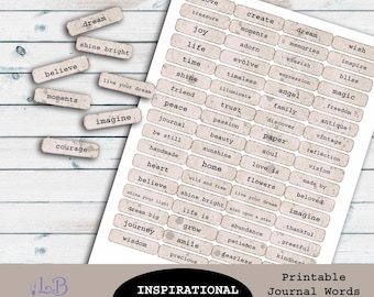Inspirational Journal Words: Printable Embellishments (Digital Download)