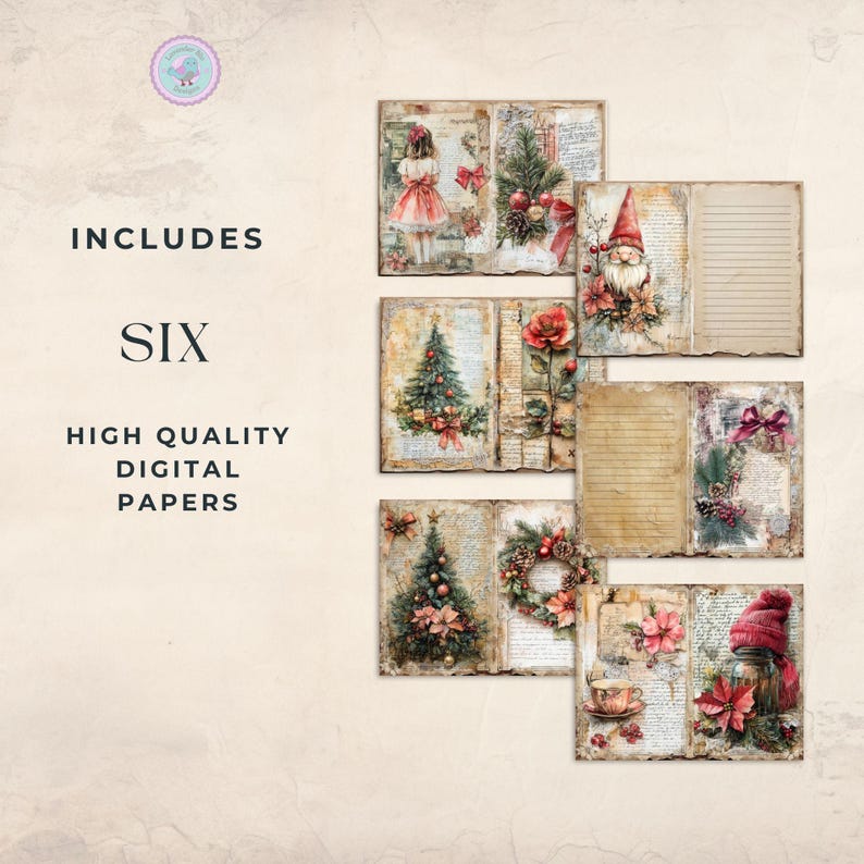 Festive Christmas Junk Journal Printable Pages - Vintage Scrapbook ...