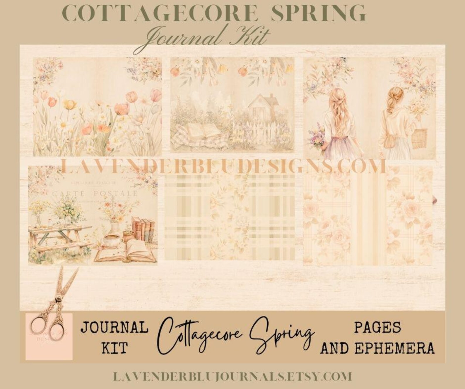 Cottagecore Spring Junk Journal Kit: Antique Pastel Ephemera (digital ...
