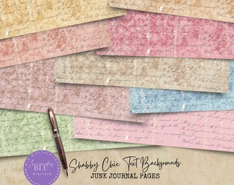 Shabby Text Background Papers, Journal Pages, Instant Digital Download, Junk Journal, Scrapbook