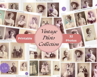 Vintage Family Portraits Junk Journal Kit | 31 Sepia Ephemera Photos (Digital Download)