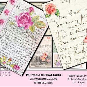 Vintage Floral Ephemera: Printable Junk Journal Pages (Digital Download)