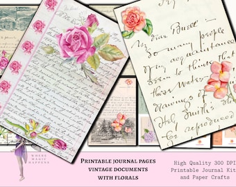 Effimere floreali vintage: pagine di diario spazzatura stampabili (download digitale)