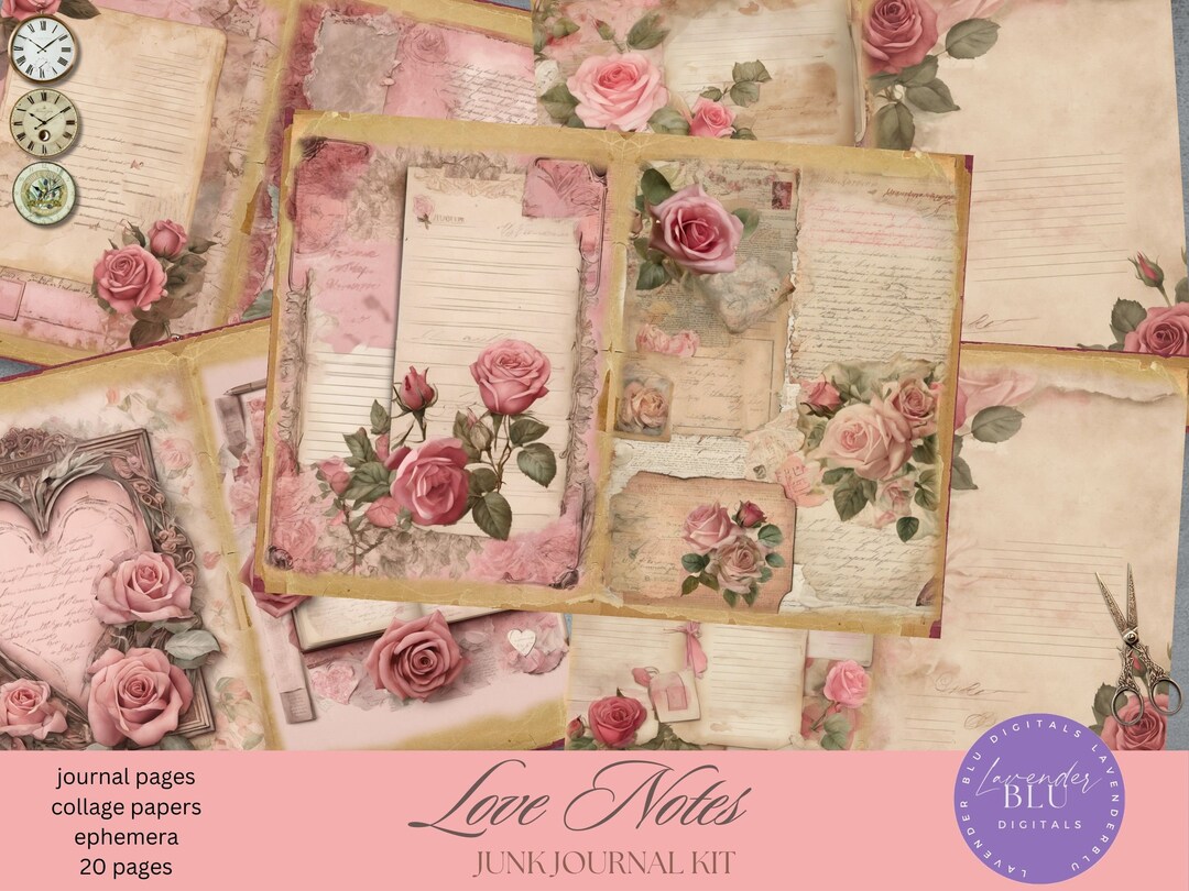 Love Notes Printable Journal, DIY Journal, Ephemera Printable Kit ...