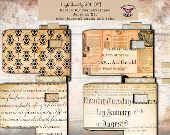 Printable Window Envelopes & Journal Cards: Junk Journal Kit (Digital Download)