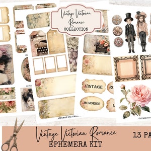 Printable Ephemera Kit. Vintage Victorian Romance. Digital Download, Junk Journal, Scrapbook Supplies