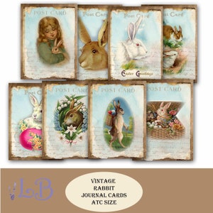 Junk Journal Printable Vintage Rabbit Easter Journal Cards Printable ...