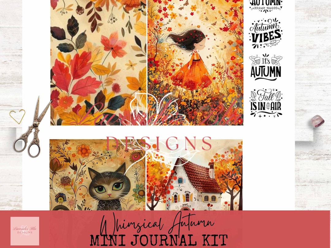 Whimsical Autumn Mini Junk Journal Kit: Printable Fall Colors (3x4.5 ...