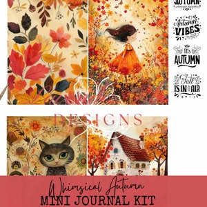 Whimsical Autumn Mini Junk Journal Kit: Printable Fall Colors (3x4.5 Inches)