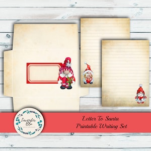 Carta a Papá Noel, juego de escritura para Navidad, papel de escritura con sobre, juego de papelería imprimible para Papá Noel, kit digital de papel de escritura digital