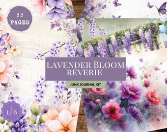 Lavender Bloom Reverie Junk Journal Kit | Watercolor Floral Pages (Digital Download)
