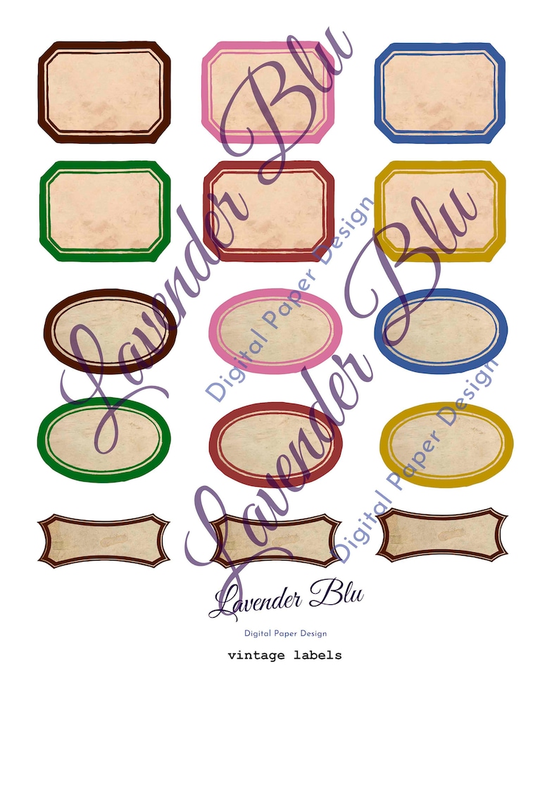 Junk Journal Kit. Printable Journal Labels Various Colors - Etsy