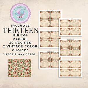 Christmas Recipes Junk Journal Kit - Printable Recipe Cards for Holiday Crafting - Digital Download Supplies