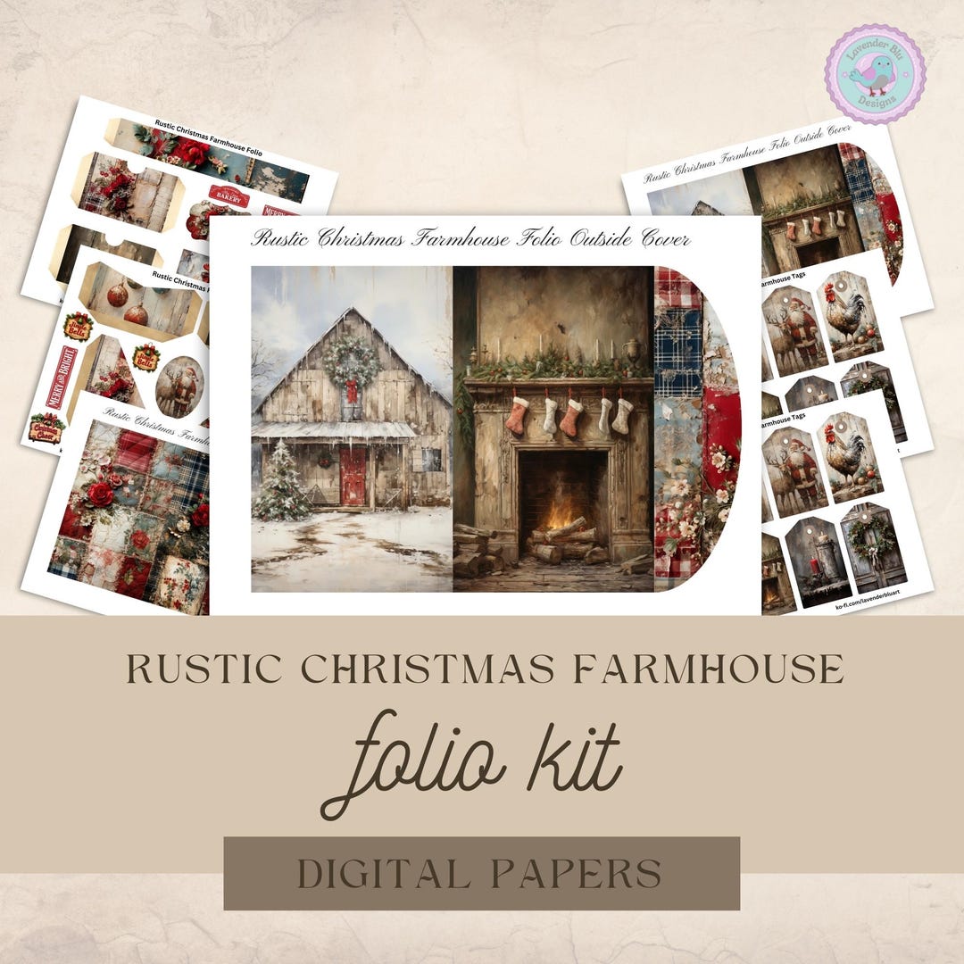 Rustic Christmas Junk Journal Folio - Digital Download - Printable Kit ...