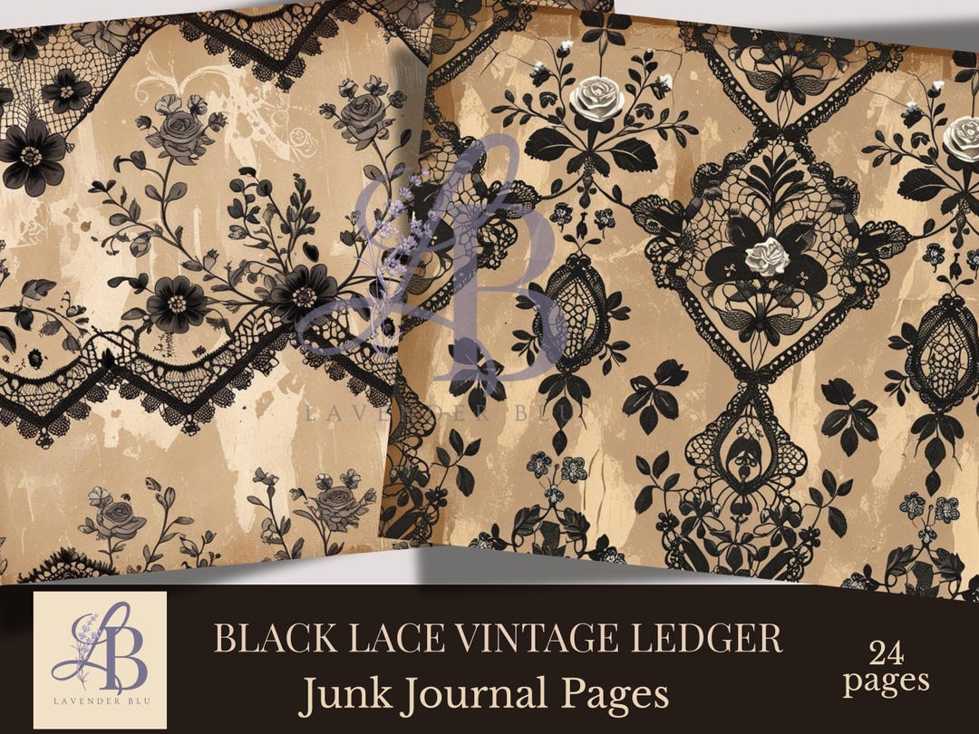 Black Lace Printable Journal Pages: Vintage Grunge Digital Paper ...