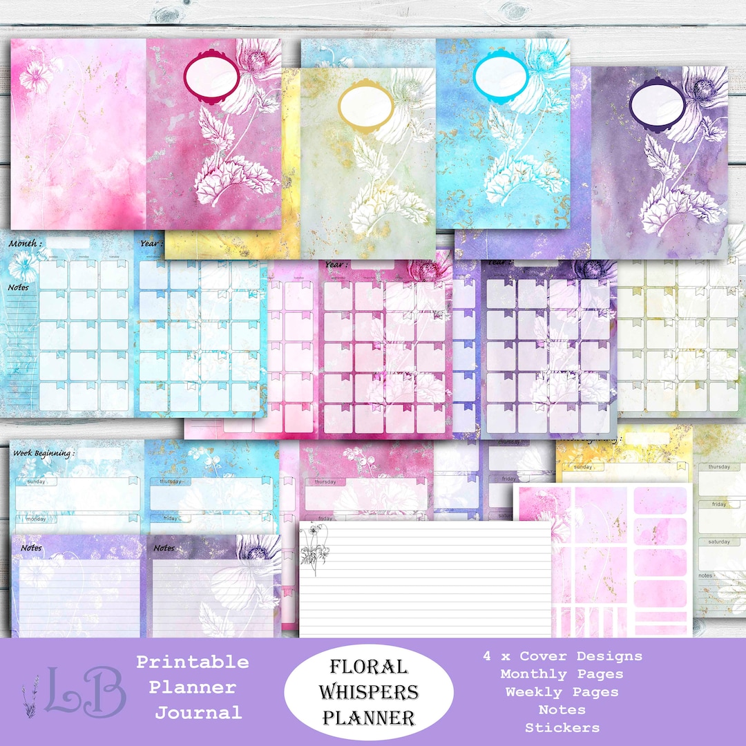 Floral Whispers Planner Pages: Undated Printable (digital Planner) - Etsy