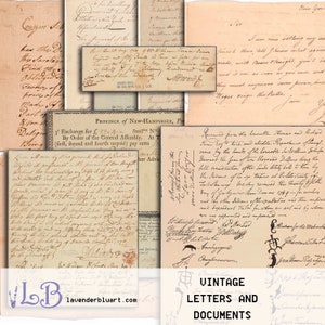 Junk Journal Kit,  Ephemera Pack, Vintage Letters and Documents, Digital Download