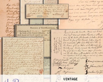 Junk Journal Kit,  Ephemera Pack, Vintage Letters and Documents, Digital Download