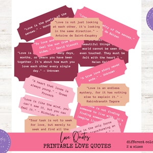 Kit di parole rosa per diario spazzatura di San Valentino, etichette di parole stampabili amore, set di effimeri con citazioni digitali per album di ritagli