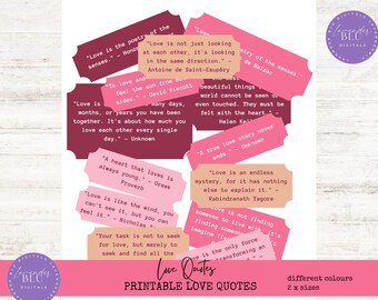 Valentine's Day Love Quotes: Junk Journal Ephemera (PDF & ZIP)