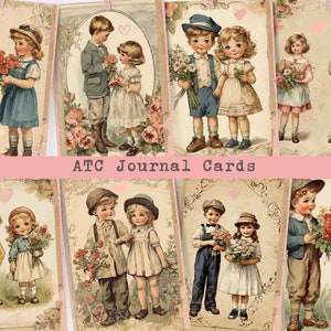 Vintage Valentine ATC Cards: Printable Cupid Journal Cards (Digital Download)
