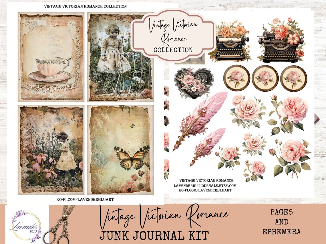 Victorian Junk Journal Kit | Printable Vintage Romance Ephemera - Etsy