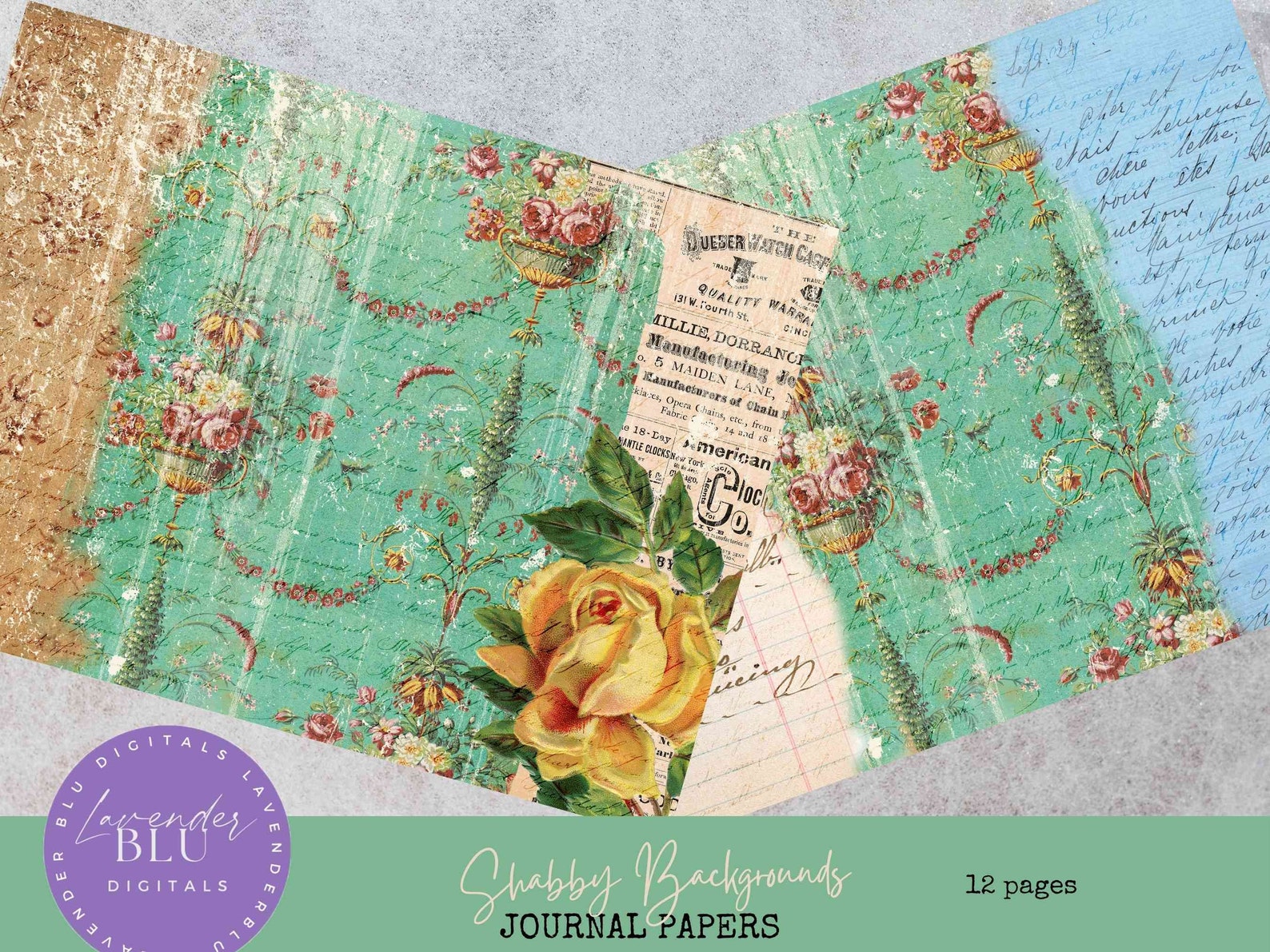 Page Backing Shabby Backing Papers Set, Instant Download, Junk Journal Kit, Journal ...