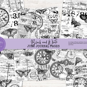 Kit voor ongewenste dagboeken | Zwart-witpagina's voor ongewenste tijdschriften | Ambachtelijk papier | Collagepapier | Afdrukbaar papier