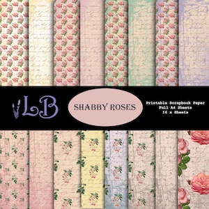 Digital Journal kit | Printable Scrapbooking Paper | Shabby Roses | Patterned Paper