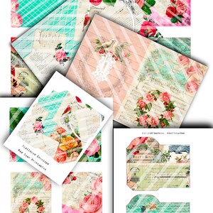 Printable Digital Junk Journal Kit Roses and Romance