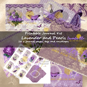 Junk Journal Printable Digital Journal Kit "Lavender and Pearls"