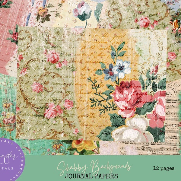 Shabby Backing Papers Set, Instant Download, Junk Journal Kit, Journal Pages