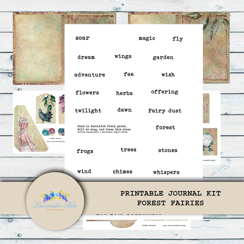 Printable Junk Journal Kit Forest Fairies Digital Journal - Etsy