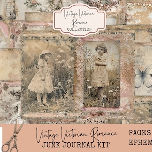 Kit de diário de lixo digital para download de romance vitoriano vintage