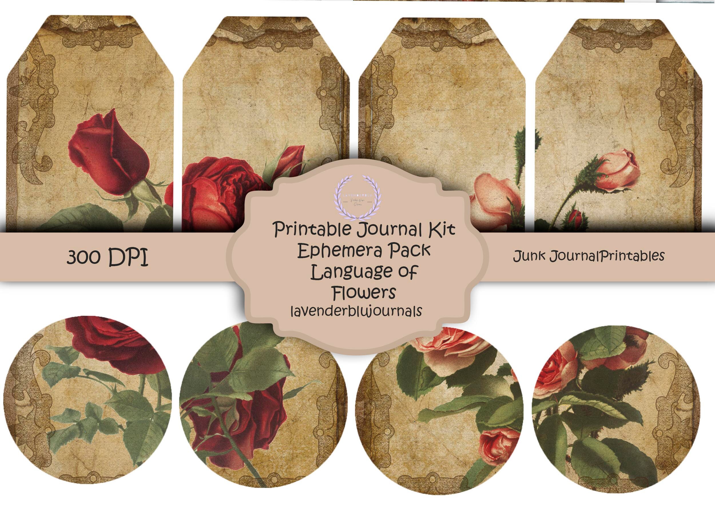 Printable Junk Journal Kit | Ephemera Kit | Addon Language of Flowers ...