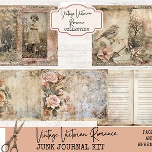 Printable Vintage Romance Journal Kit | Elegant Victorian Junk Journal ...