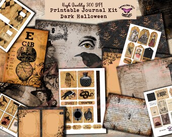 Dark Halloween Junk Journal Kit: Vintage Ephemera (Digital Download)
