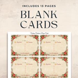 Christmas Recipes Junk Journal Kit - Printable Recipe Cards for Holiday Crafting - Digital Download Supplies