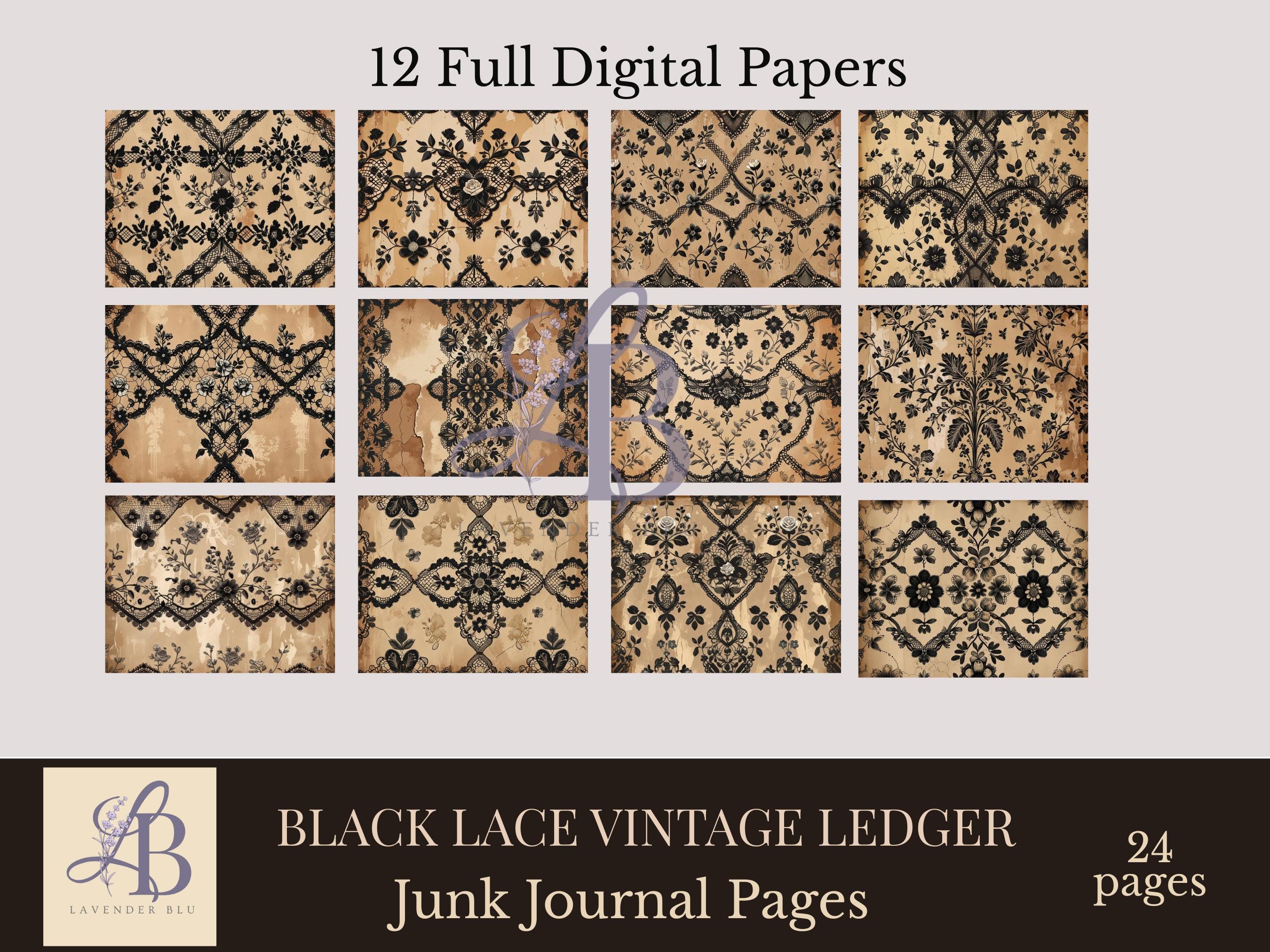 Black Lace Printable Journal Pages: Vintage Grunge Digital Paper ...