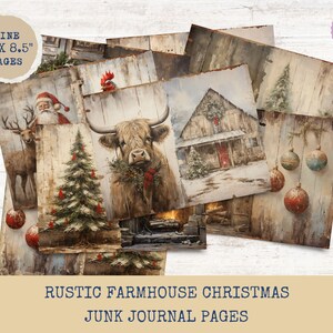 Kit tascabile natalizio Junk Journal - Carta rustica per le feste stampabile - Artigianato invernale accogliente - Download digitale